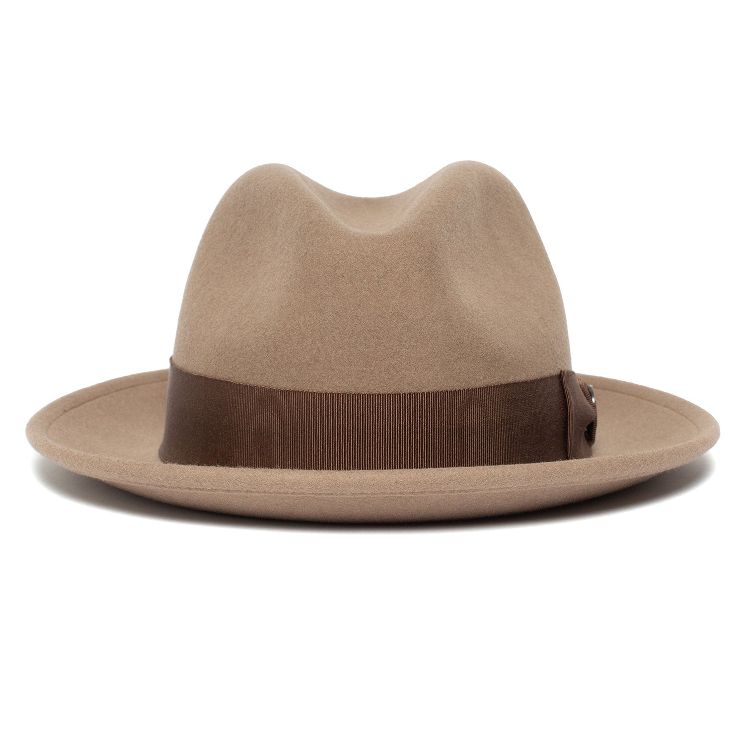 Goorin Bros. dean the butcher center dent wide brim felt fedora hat Taupe front view