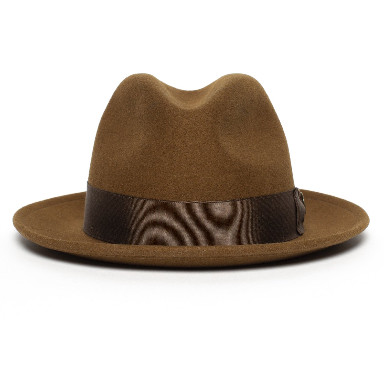 Goorin Bros. dean the butcher center dent wide brim felt fedora hat Whiskey front view