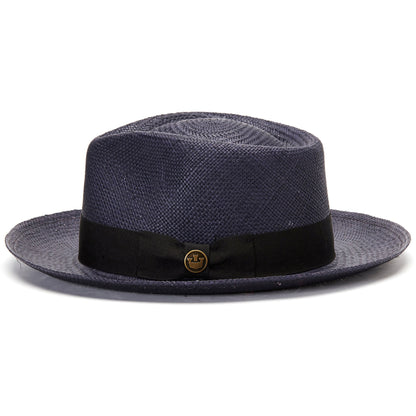 Goorin Bros. big john teardrop wide brim straw fedora hat Navy side view