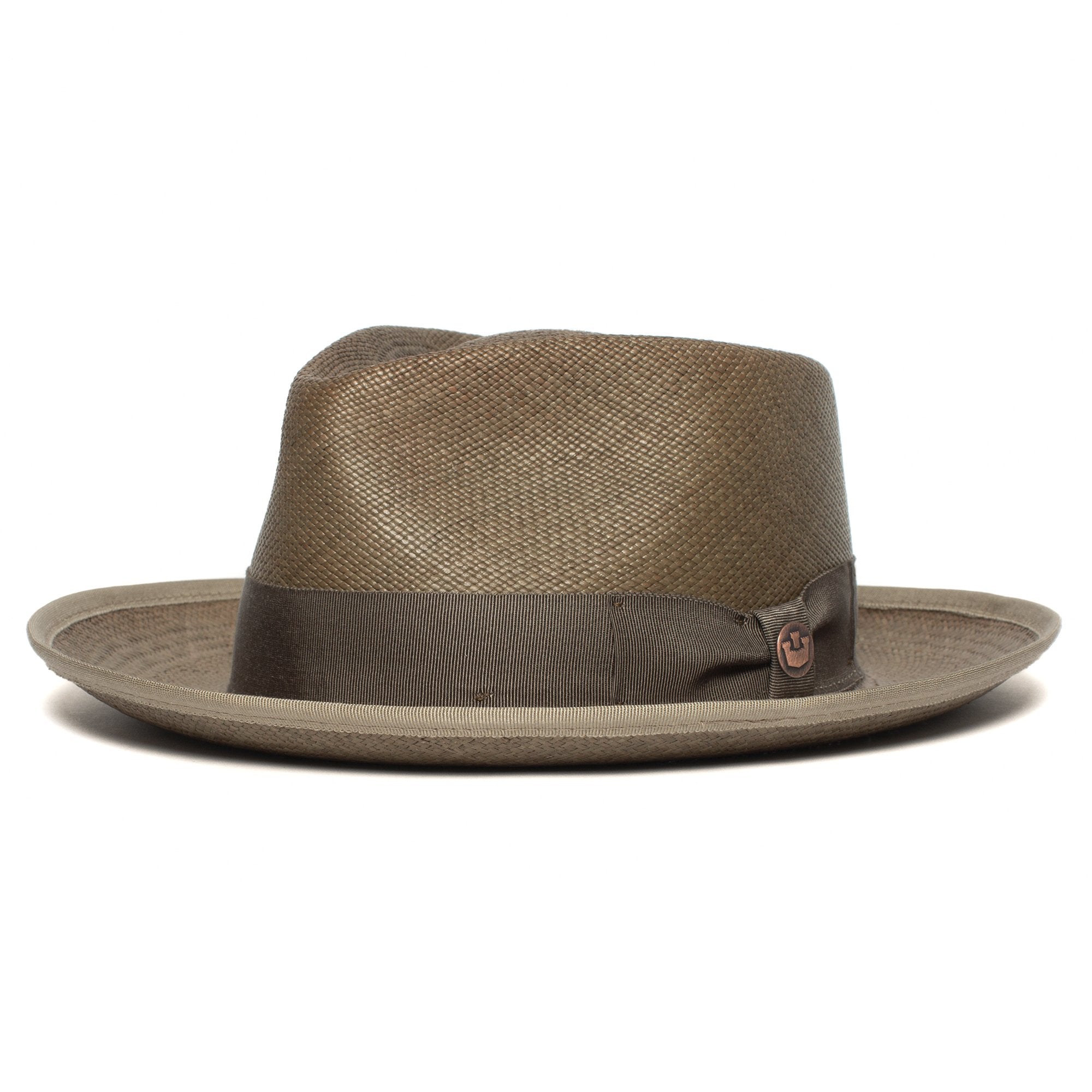 Goorin Bros. big john teardrop wide brim straw fedora hat Olive left side view