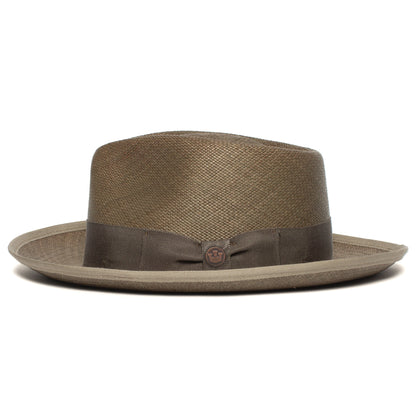 Goorin Bros. big john teardrop wide brim straw fedora hat Olive side view