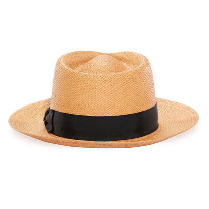 Goorin Bros. big john teardrop wide brim straw fedora hat Tan back view