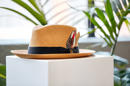 Goorin Bros. big john teardrop wide brim straw fedora hat Tan Lifestyle Womens