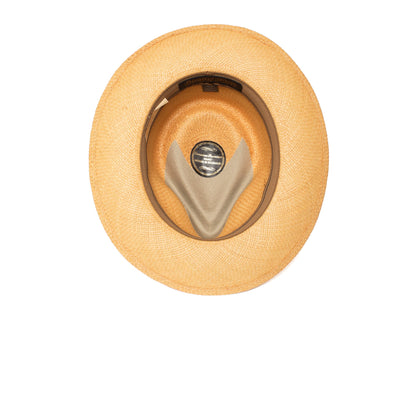 Goorin Bros. big john teardrop wide brim straw fedora hat Tan under view