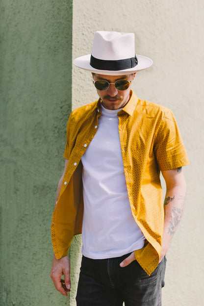 Goorin Bros. big john teardrop wide brim straw fedora hat White Lifestyle Mens