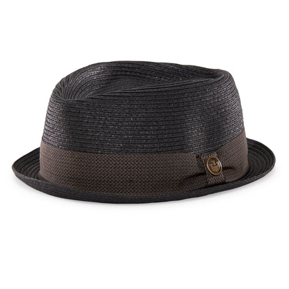 Goorin Bros. tropicana diamond short brim straw porkpie fedora hat Black left side view