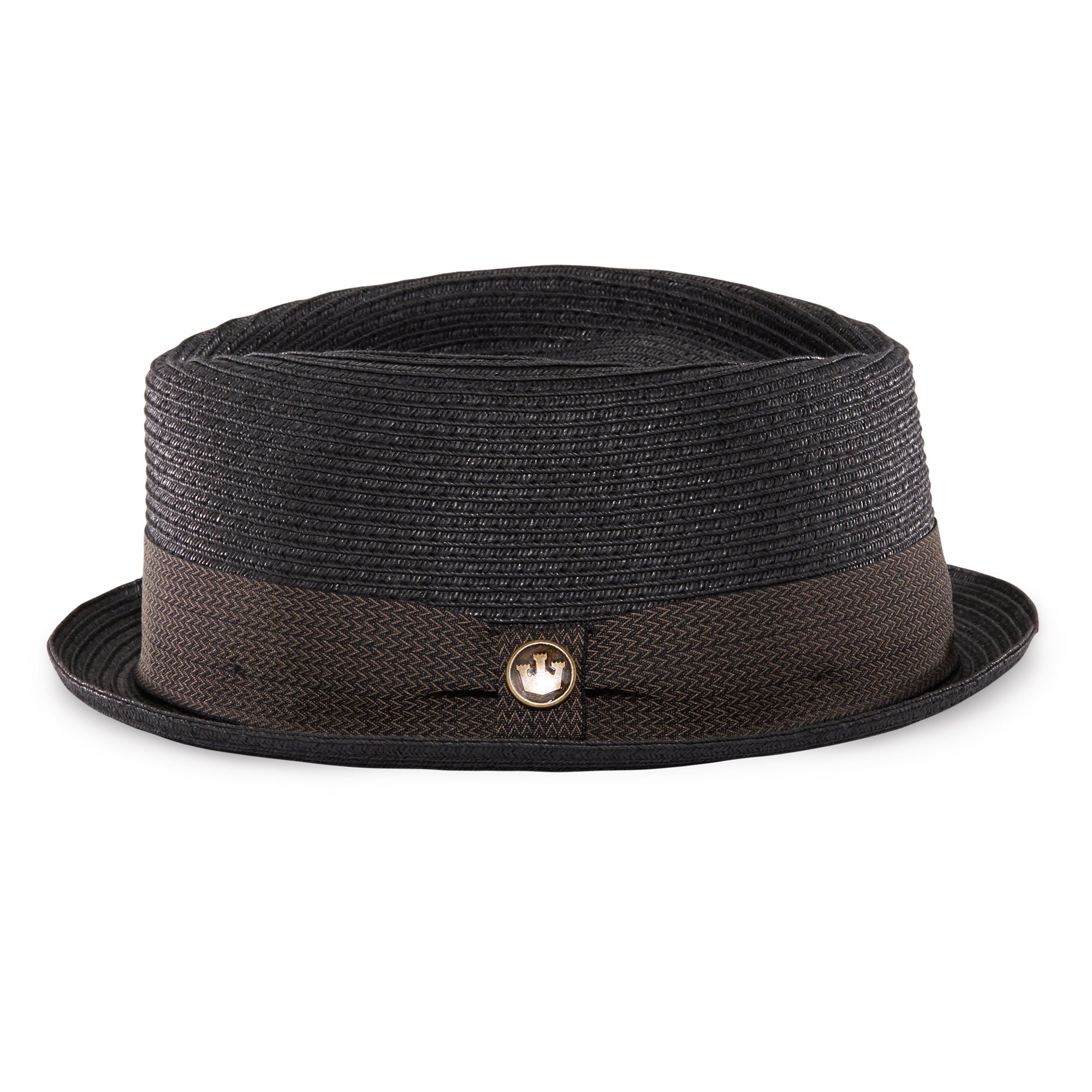 Goorin Bros. tropicana diamond short brim straw porkpie fedora hat Black side view