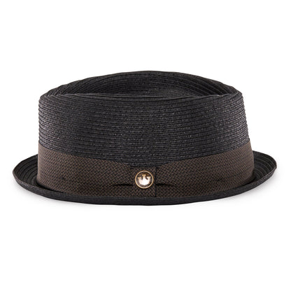 Goorin Bros. tropicana diamond short brim straw porkpie fedora hat Black side view