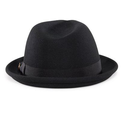 Goorin Bros. good boy center dent short brim felt fedora hat Black back view