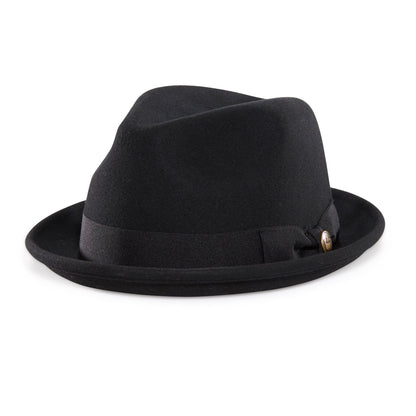 Goorin Bros. good boy center dent short brim felt fedora hat Black left side view