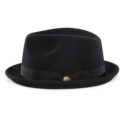 Goorin Bros. good boy center dent short brim felt fedora hat Black side view