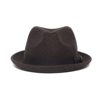 Goorin Bros. good boy center dent short brim felt fedora hat Coffee front view
