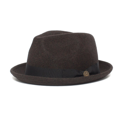 Goorin Bros. good boy center dent short brim felt fedora hat Coffee left side view