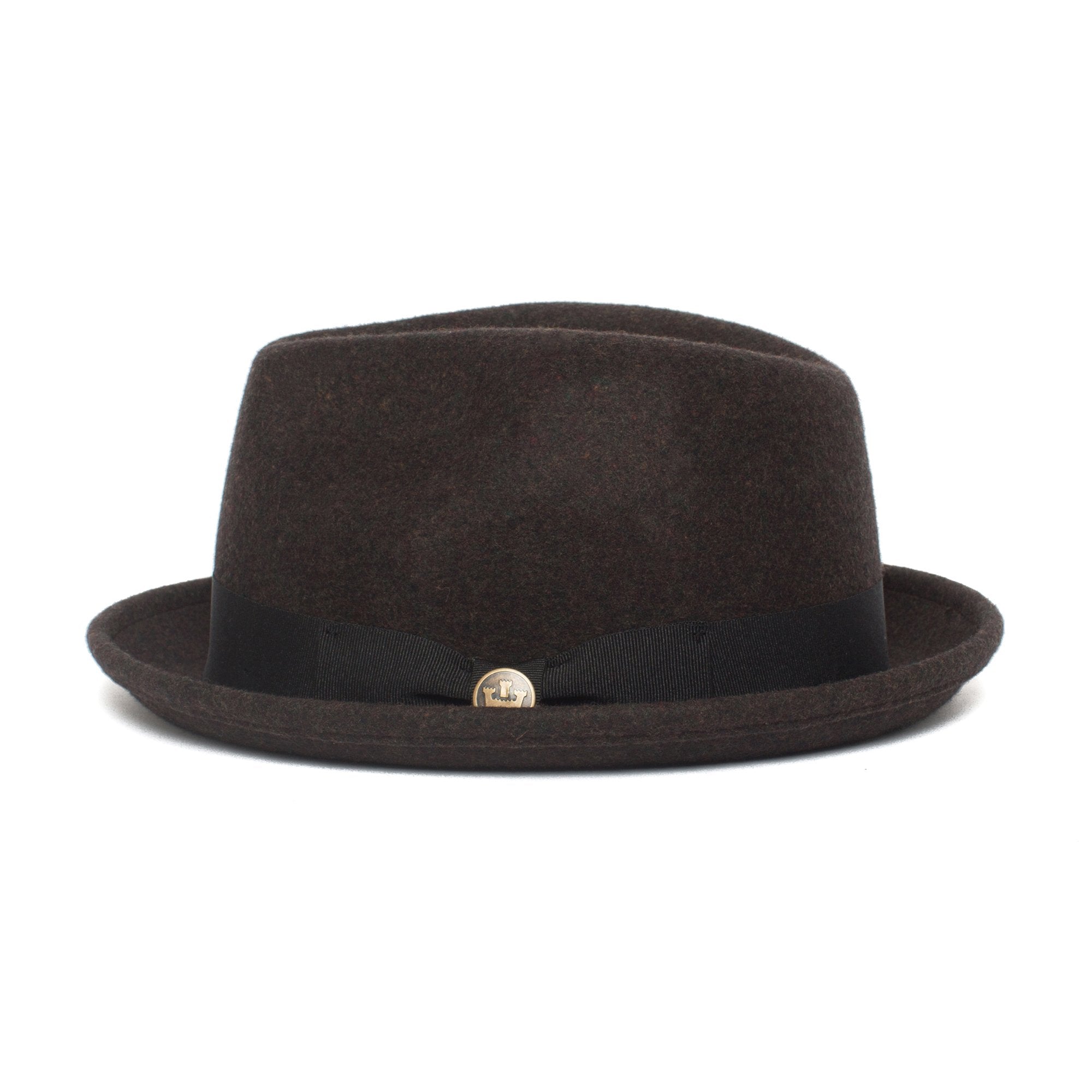Goorin Bros. good boy center dent short brim felt fedora hat Coffee side view