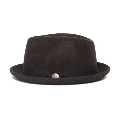 Goorin Bros. good boy center dent short brim felt fedora hat Coffee side view