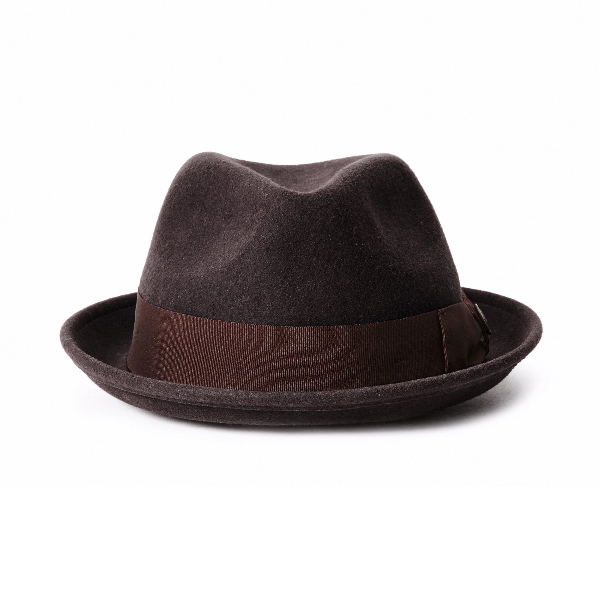 Goorin Bros. good boy center dent short brim felt fedora hat Dark Brown front view