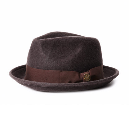 Goorin Bros. good boy center dent short brim felt fedora hat Dark Brown left side view