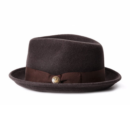 Goorin Bros. good boy center dent short brim felt fedora hat Dark Brown side view