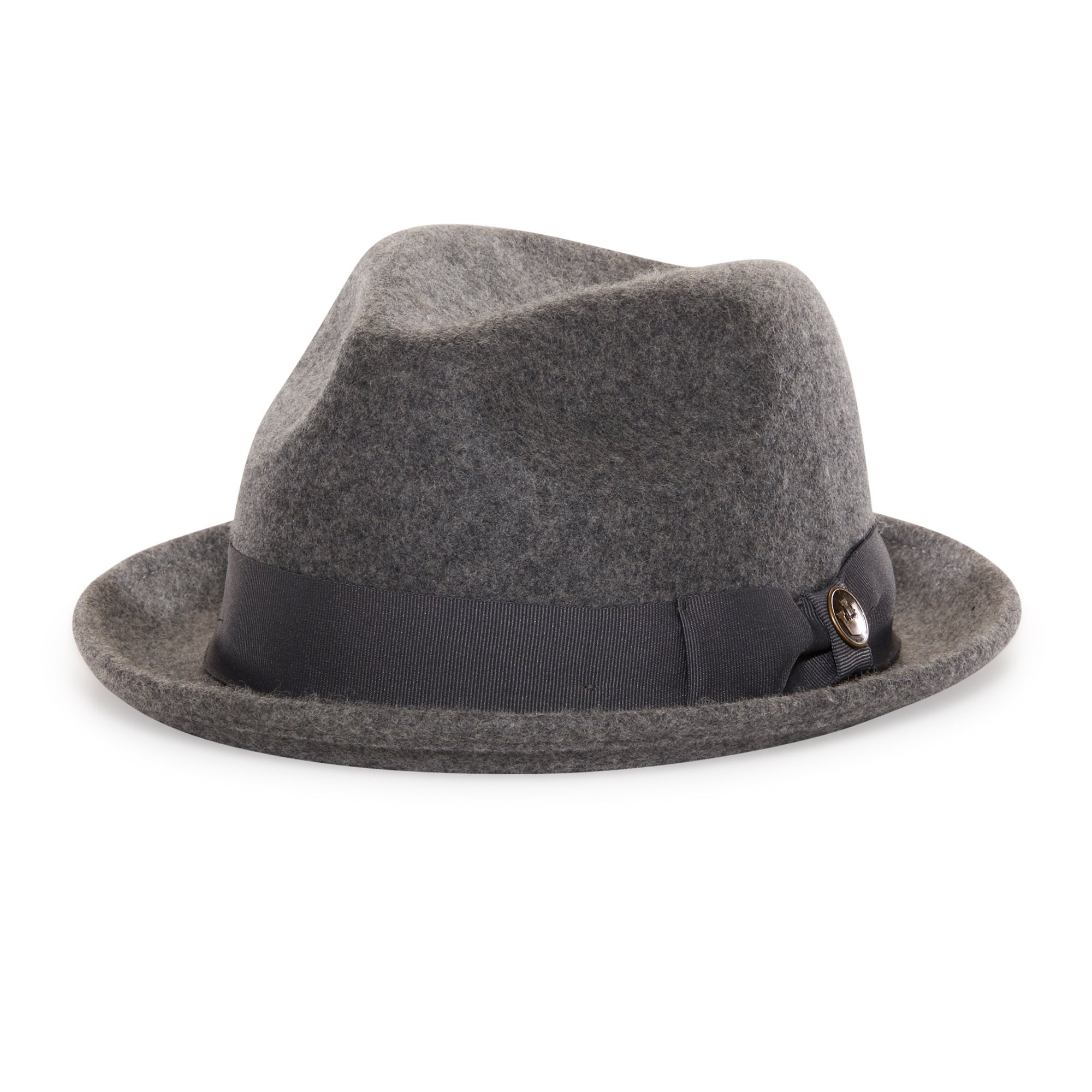 Goorin Bros. good boy center dent short brim felt fedora hat Grey left side view