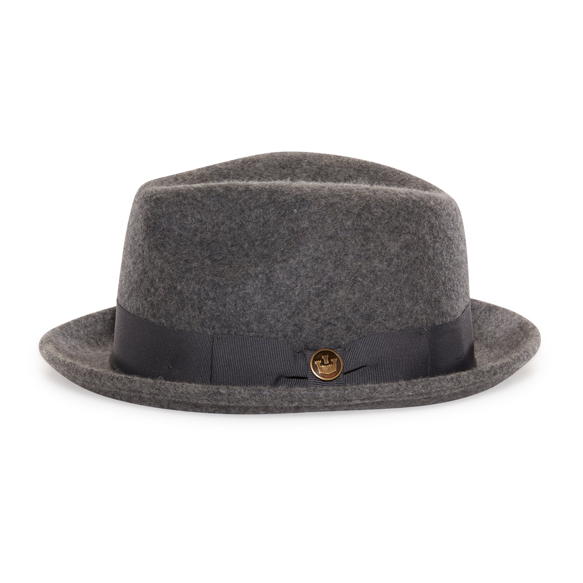 Goorin Bros. good boy center dent short brim felt fedora hat Grey side view