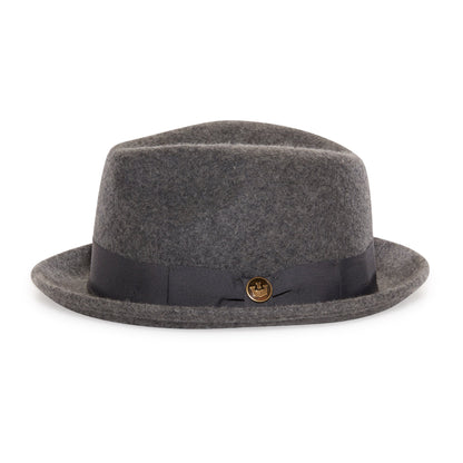 Goorin Bros. good boy center dent short brim felt fedora hat Grey side view