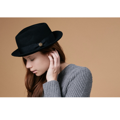 Goorin Bros. mr paxton teardrop medium brim felt fedora hat Black  womens styling