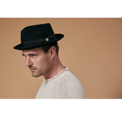 Goorin Bros. mr paxton teardrop medium brim felt fedora hat Black  mens styling