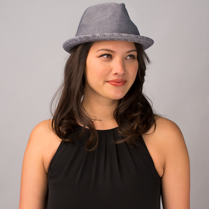 Goorin Bros. chiba cotton flip up fedora Navy  womens styling