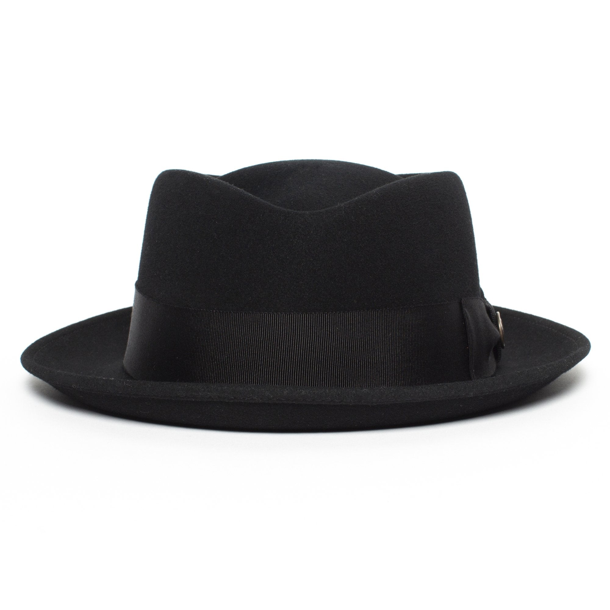 Goorin Bros. hunter jones diamond medium brim felt porkpie fedora hat Black front view