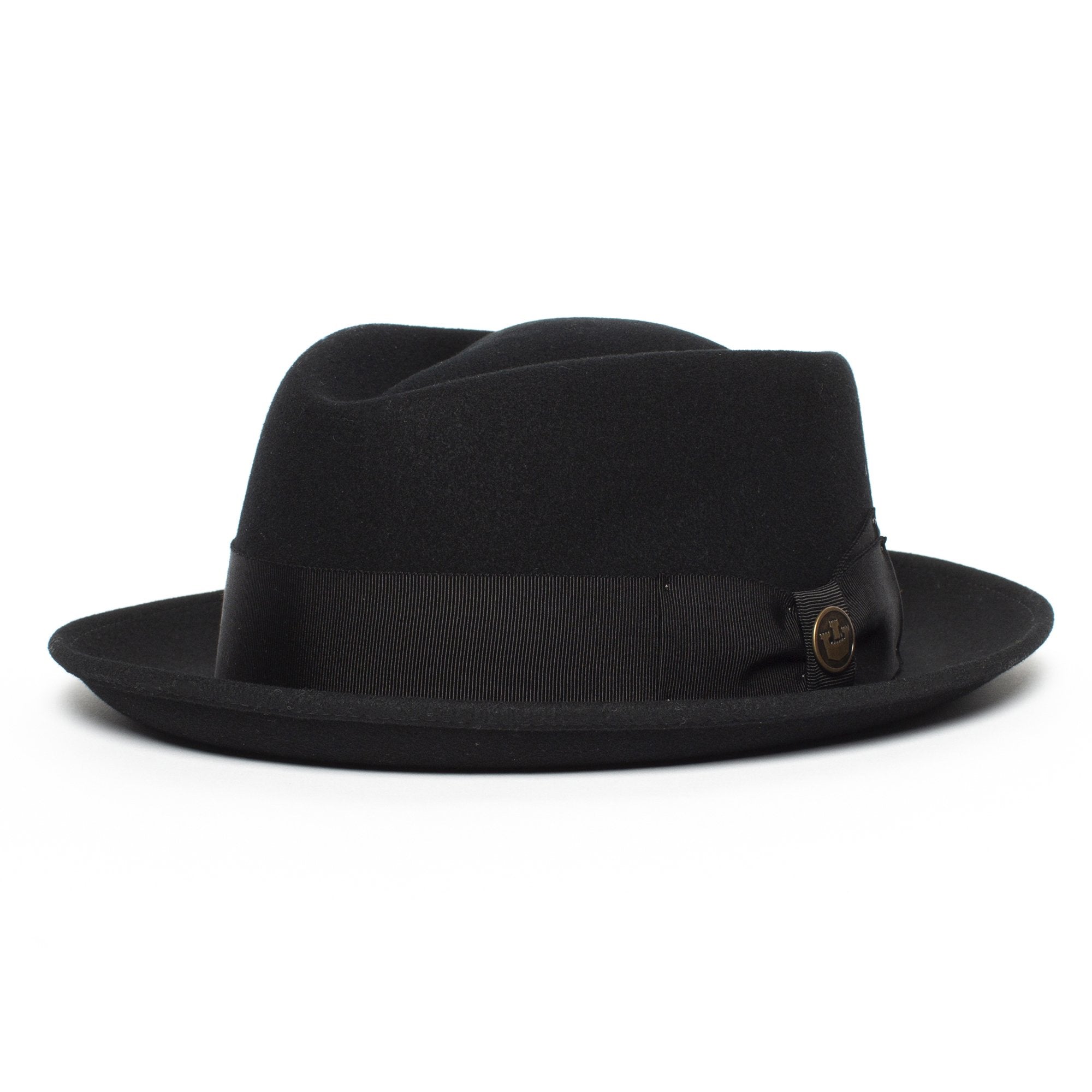 Goorin Bros. hunter jones diamond medium brim felt porkpie fedora hat Black left side view