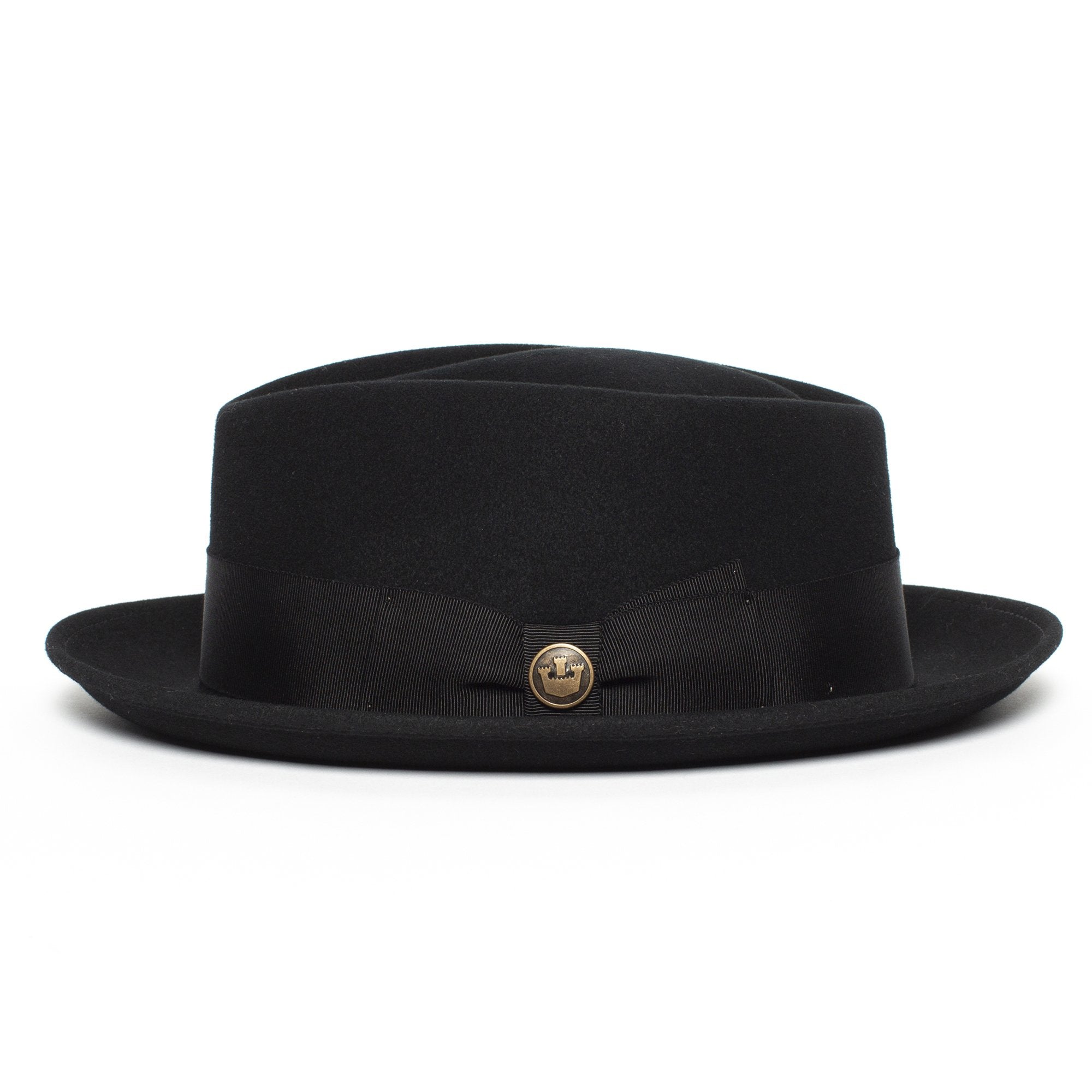 Goorin Bros. hunter jones diamond medium brim felt porkpie fedora hat Black side view