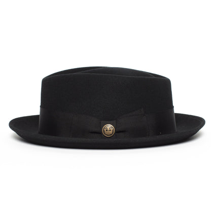 Goorin Bros. hunter jones diamond medium brim felt porkpie fedora hat Black side view