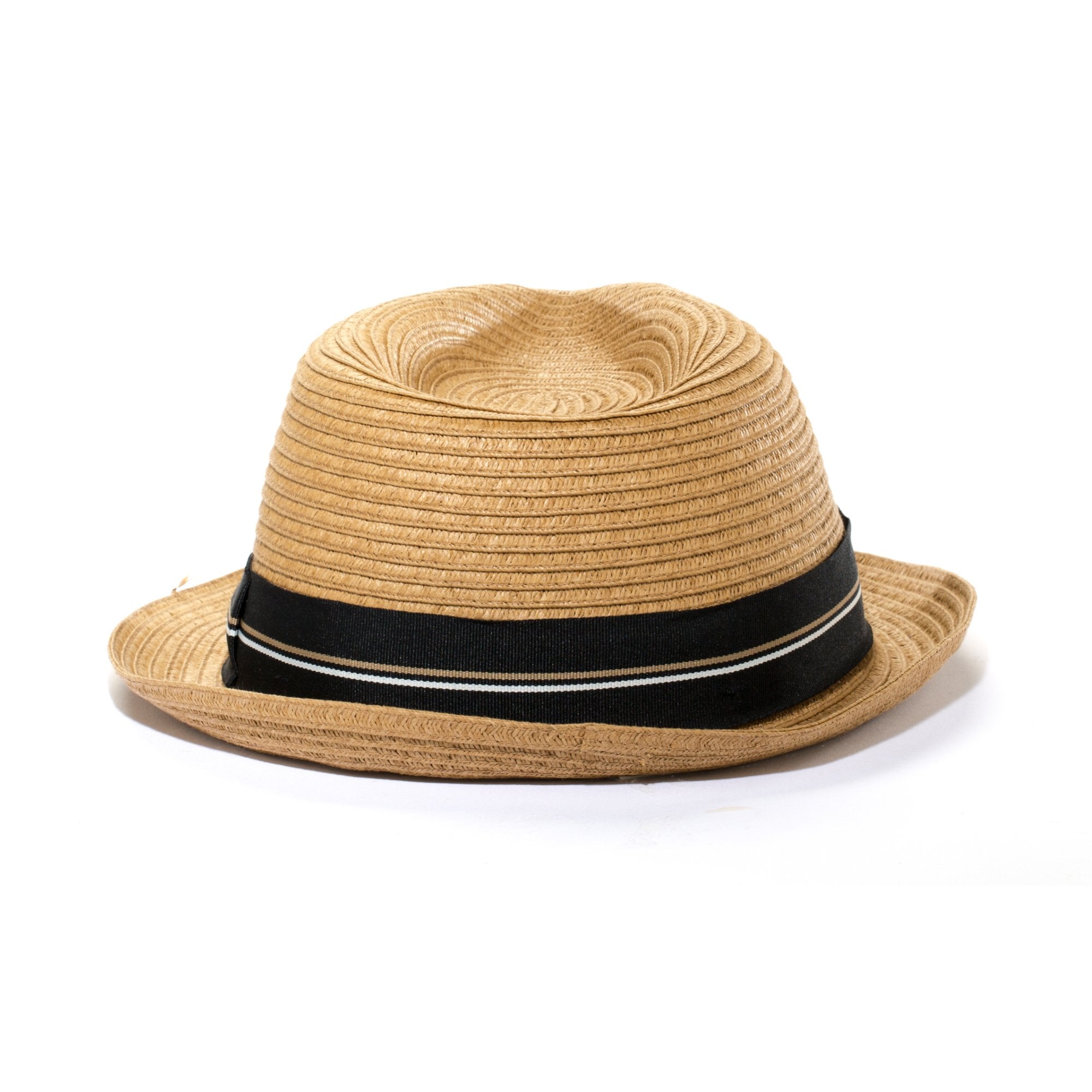 Goorin Bros. trumpet teardrop short brim straw fedora hat Tan back view