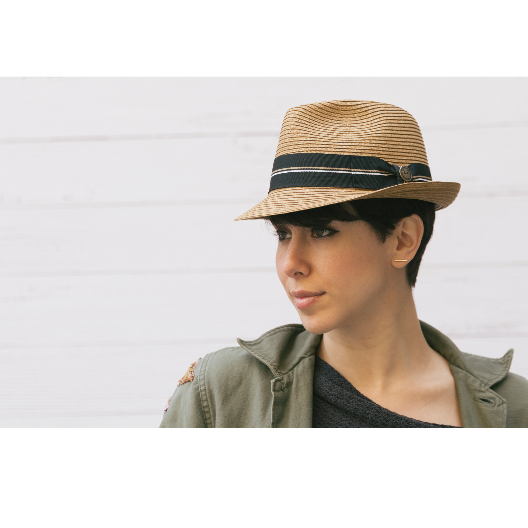 Goorin Bros. trumpet teardrop short brim straw fedora hat Tan  womens styling