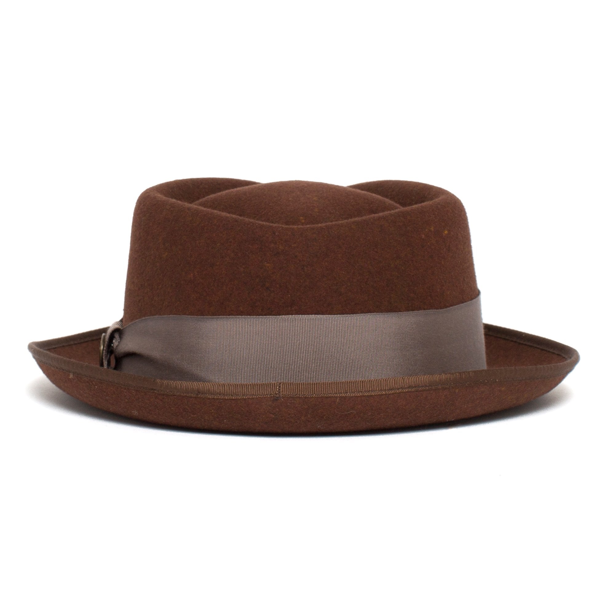 Goorin Bros. slick carter diamond short brim felt porkpie fedora hat Brown back view