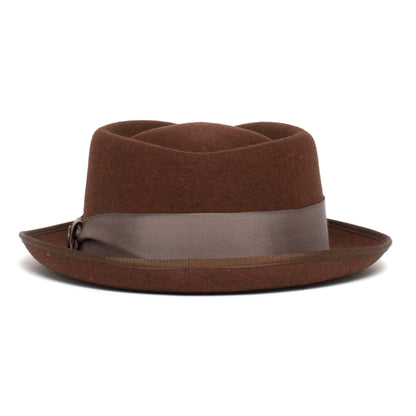 Goorin Bros. slick carter diamond short brim felt porkpie fedora hat Brown back view