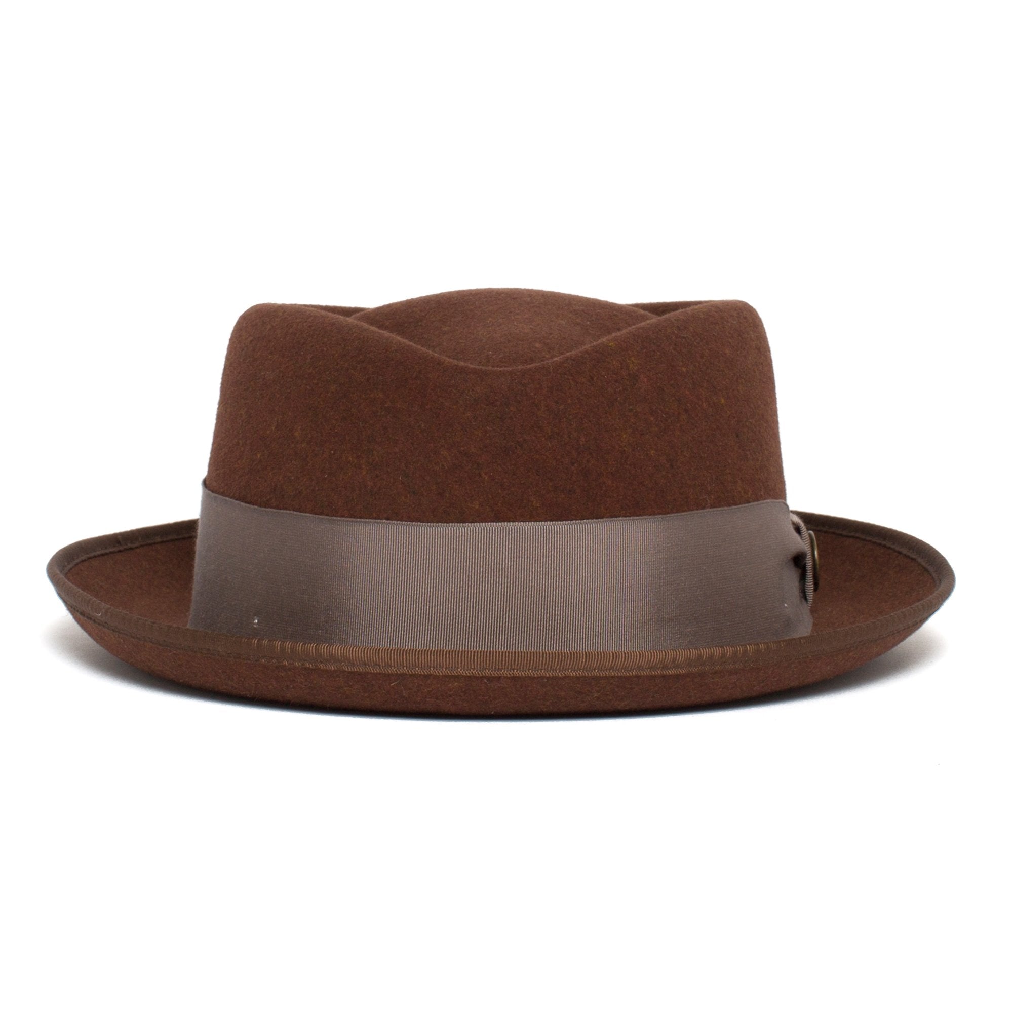 Goorin Bros. slick carter diamond short brim felt porkpie fedora hat Brown front view