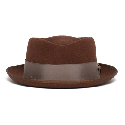 Goorin Bros. slick carter diamond short brim felt porkpie fedora hat Brown front view