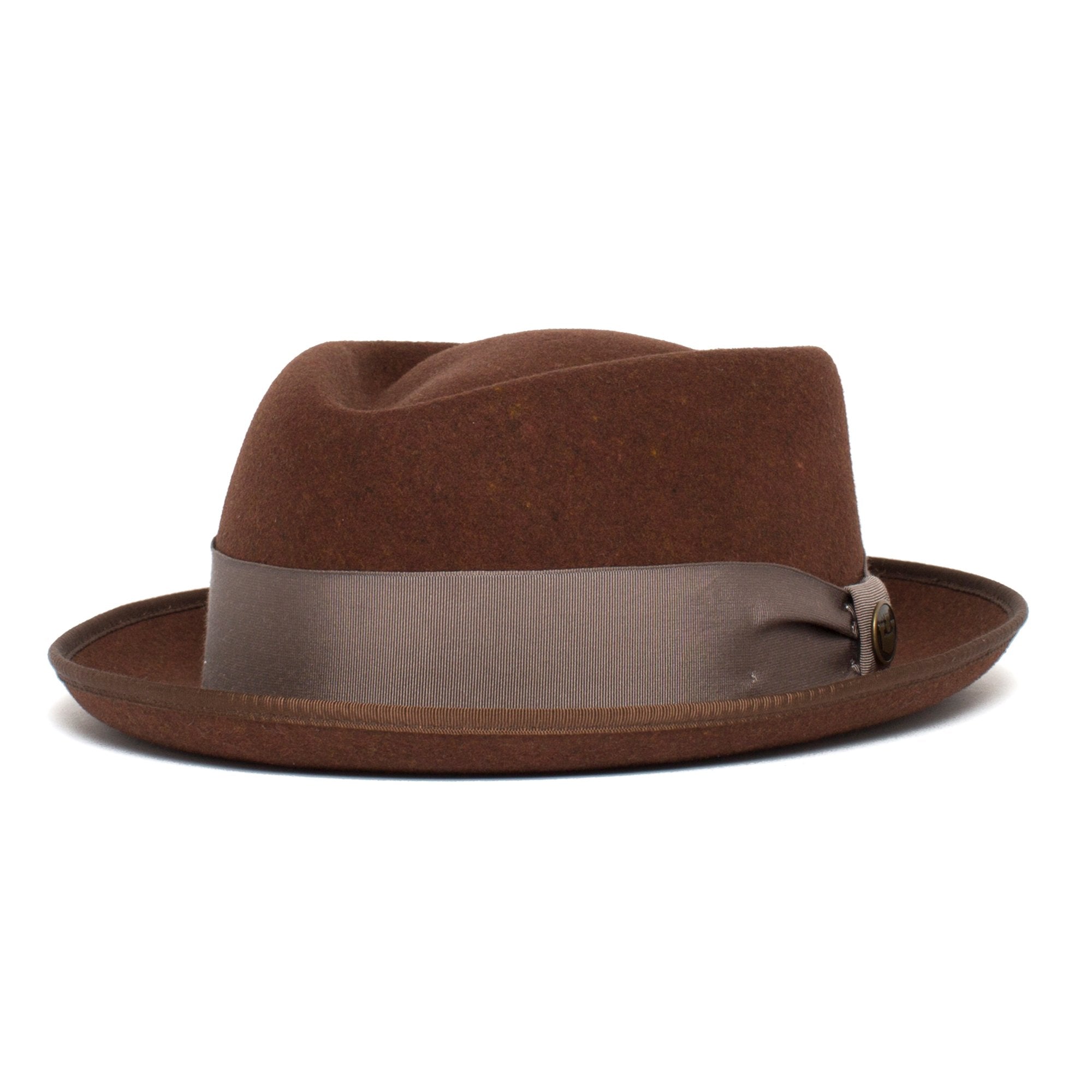 Goorin Bros. slick carter diamond short brim felt porkpie fedora hat Brown left side view