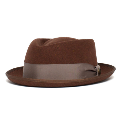 Goorin Bros. slick carter diamond short brim felt porkpie fedora hat Brown left side view