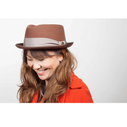 Goorin Bros. slick carter diamond short brim felt porkpie fedora hat Brown  womens styling