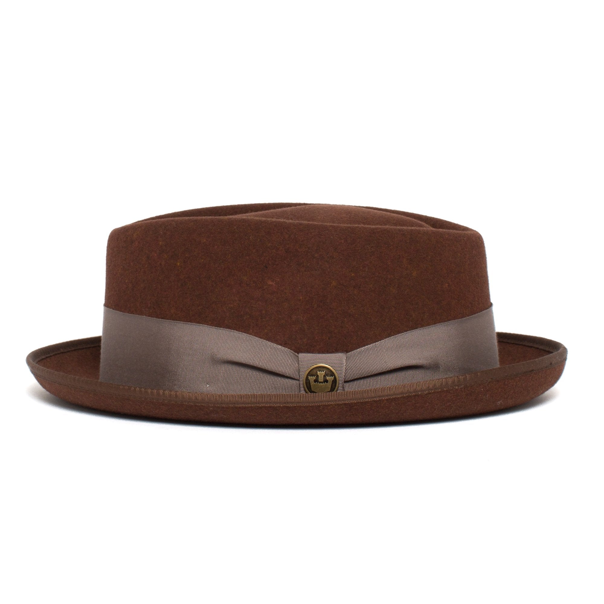 Goorin Bros. slick carter diamond short brim felt porkpie fedora hat Brown side view