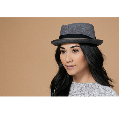 Goorin Bros. slick carter diamond short brim felt porkpie fedora hat Grey  womens styling