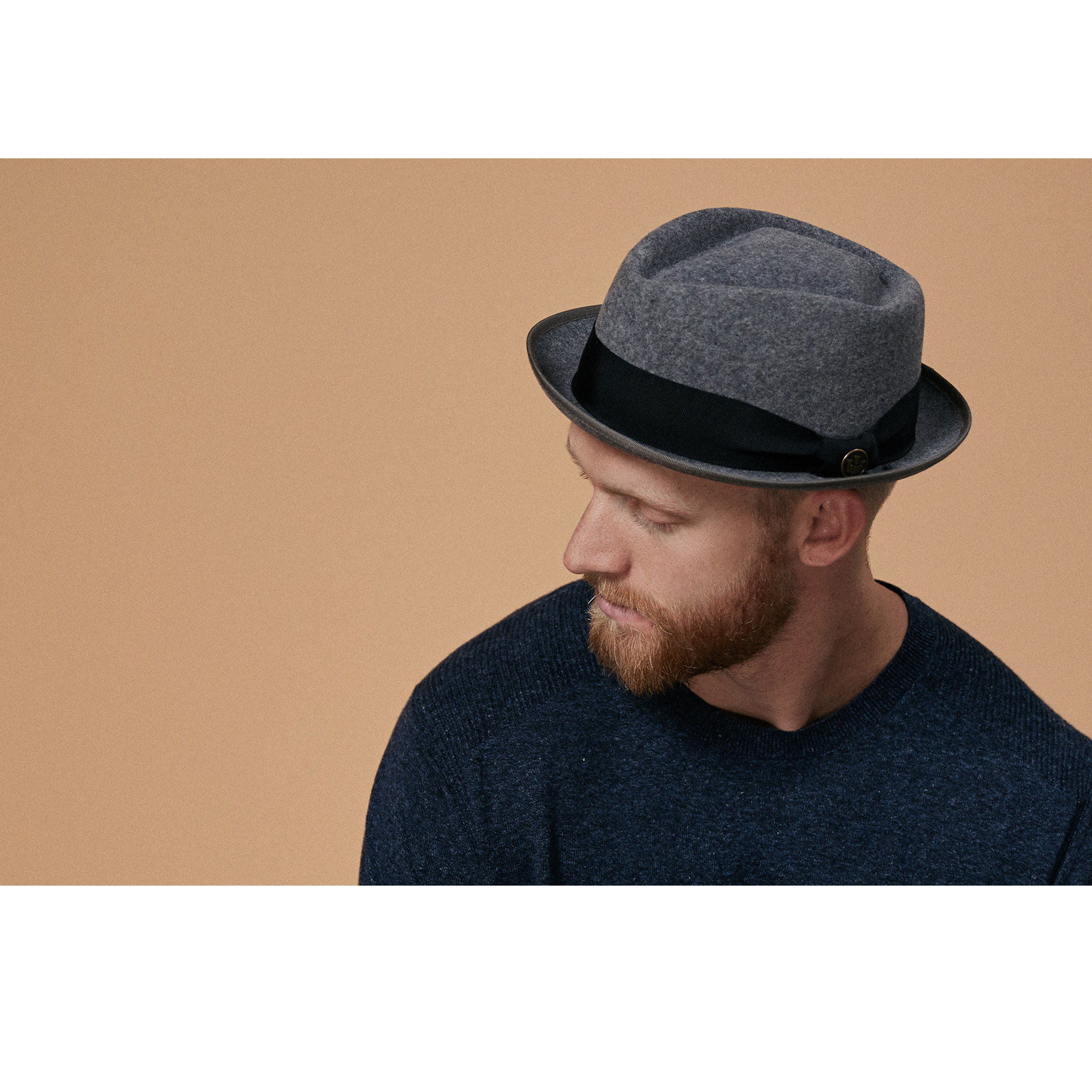 Goorin Bros. slick carter diamond short brim felt porkpie fedora hat Grey  mens styling