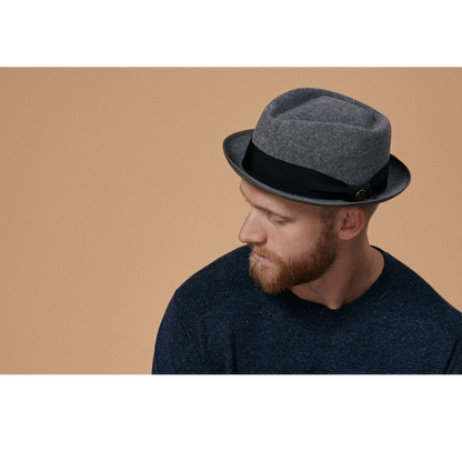 Goorin Bros. slick carter diamond short brim felt porkpie fedora hat Grey  mens styling