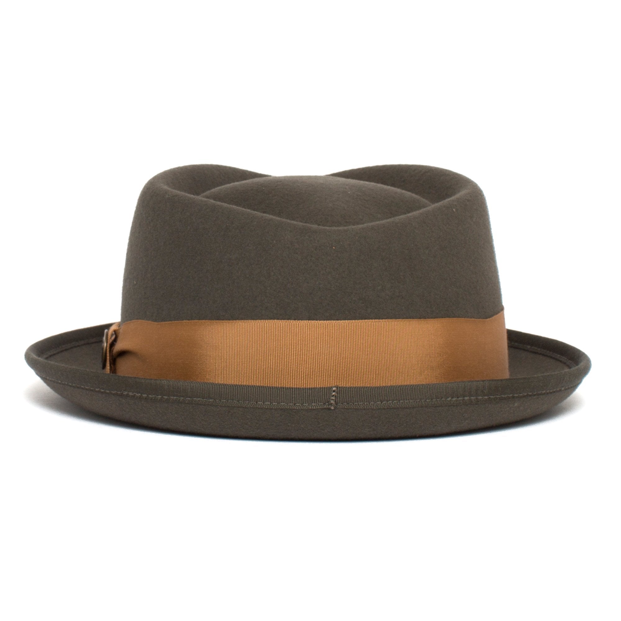 Goorin Bros. slick carter diamond short brim felt porkpie fedora hat Olive back view