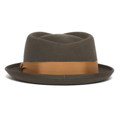 Goorin Bros. slick carter diamond short brim felt porkpie fedora hat Olive back view