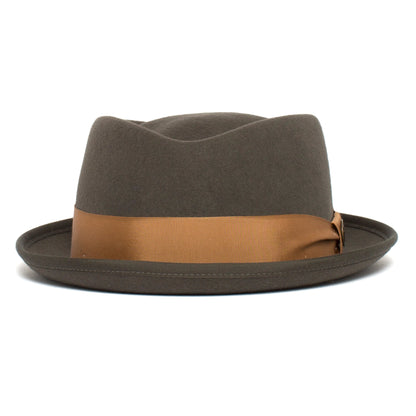 Goorin Bros. slick carter diamond short brim felt porkpie fedora hat Olive front view