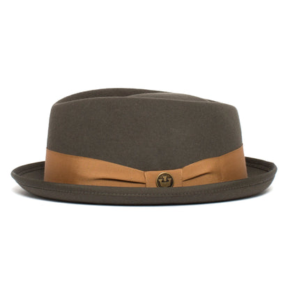 Goorin Bros. slick carter diamond short brim felt porkpie fedora hat Olive side view