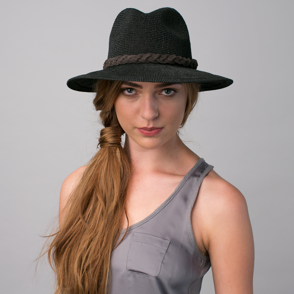 Goorin Bros. short ranger straw wide brim fedora Black  womens styling